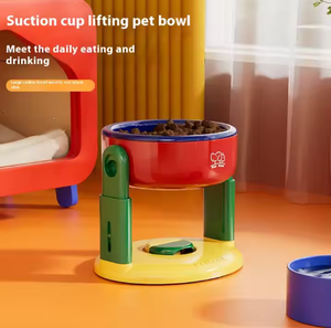 <span class=keywords><strong>Prix</strong></span> de gros bol haut anti-renversement coloré chats et chiens ventouse bol d'alimentation pour animaux de compagnie PP matériel amour Style mangeoires - Product Image 4