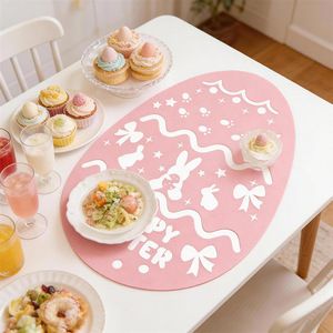 Frühlings-Oster-Tischset aus Filz, Hasen- und Eierform, rutschfeste Tischsets, hitzebeständig, langlebig, für Esstischdekoration - Product Image 5