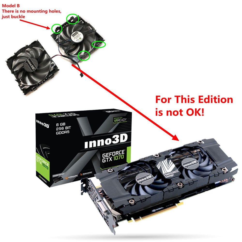 InnoVISION GTX1060 GPU Cooler Fan Replacement for INNO3D GeForce