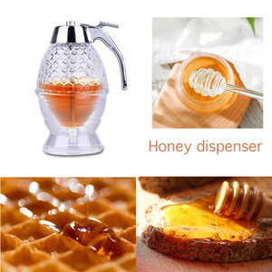 Honey Jar Container Drip Dispenser Honey Holder Glass <strong>Kitchen</strong> Sauce Pot with Lid Storage Jar Container <strong>Kit</strong> - Product Image 2
