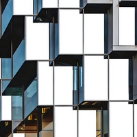 Système de mur-rideau en aluminium pour façade |   Revêtement mural en aluminium enduit de PVDF, classe A résistant au feu, pour hôtel et villa
