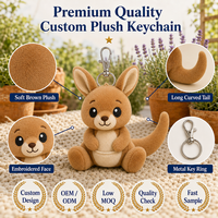 Porte-clés en peluche personnalisé, jouet en peluche kangourou, porte-clés doux en forme d'animal en peluche pour sac à dos, cadeau, vente en gros