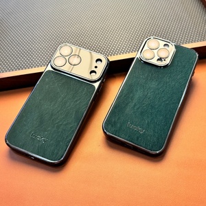 Business Electroplating Magnetic PU Leather Phone Case for iPhone 18 14 15 16 17 Pro Max With HD Lens <b>Film</b> Protective Back Cover - Product Image 1