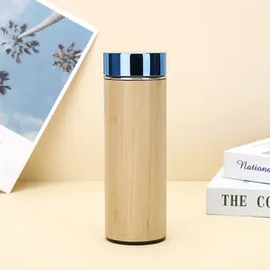 Bouteille de thé en acier inoxydable de flacon à vide de thermos en bambou de haute qualité avec tasse durable d'infuseur