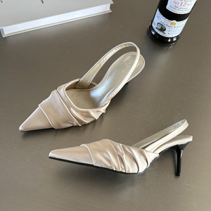 New Summer High Quality Thin Heel Sandals Silk Fashion for Women Pointed Toe Shoes - Product Image 2