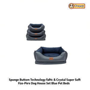 Set di Tre Cucce per Cani con Tecnologia Sponge Bottom in Tessuto e Cristallo Super Morbido, Letti per Animali Blu - Product Image 2