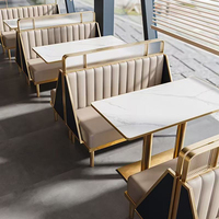 Café moderne commercial carré en acier inoxydable table à manger et chaise banc banquette canapé banquette pour restaurants