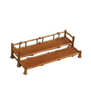 Double-layer lacquered bamboo <b>teacup</b> rack, handcrafted bamboo Zen-inspired tea ceremony accessory, tea set storage and display - Product Image 5