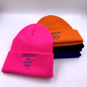 Cappelli di berretti invernali in acrilico con ricamo personalizzato a buon mercato all'ingrosso con ricamo personalizzato