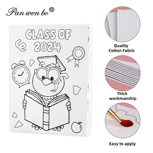 Panwenbo 6 cái Pre in tốt nghiệp canvas sơn 8x10 inch Pre drawn Canvas để sơn cho mầm non học sinh hoạt động - Product Image 2