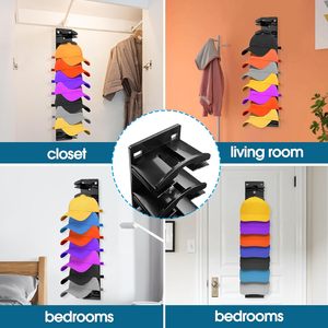 Single Tier Wall-Mounted Storage <b>Rack</b> for <b>Plastic</b> Baseball Caps Multifunctional Organizer - Product Image 4