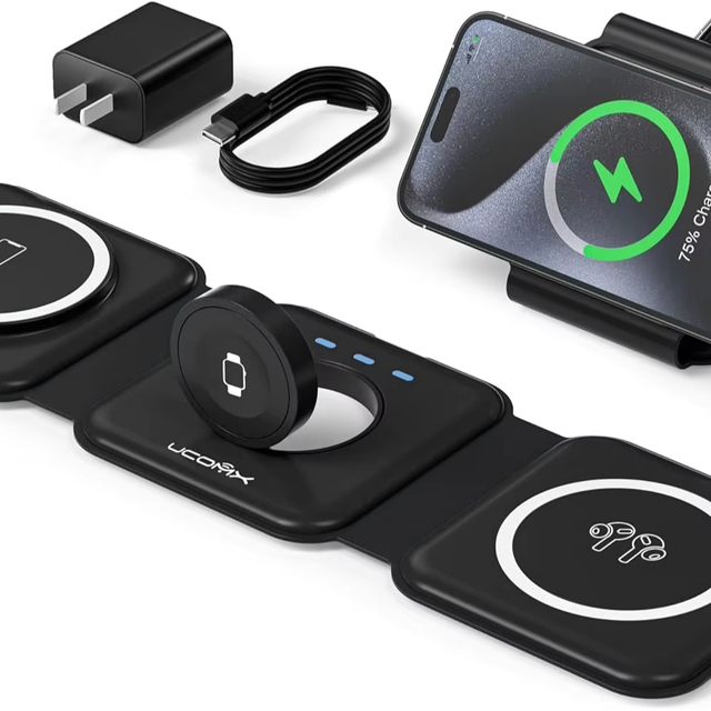 3 1 Foldable Magnetic Wireless Charger OTP Fast Charging 15W Wireless Charging Station for Phone Smart Watch TWS Earphone