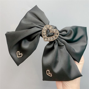 Agarre de pelo vintage hecho a mano con apliques de cristal en forma de corazón New <span class=keywords><strong>Old</strong></span> Stock-Ribbon Bow Fabric y material plástico - Product Image 3