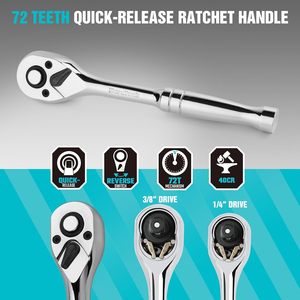 121-Piece Professional <b>Hand</b> Metric Sockets <b>Set</b> Ratchet <b>Tool</b> Hard Case Auto Repair Vehicle Kit - Product Image 3