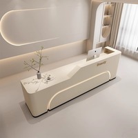 Éclairage LED moderne, logo personnalisé, écologique, durable, comptoir de réception commercial pour hôtel, école, bureau, salon de beauté