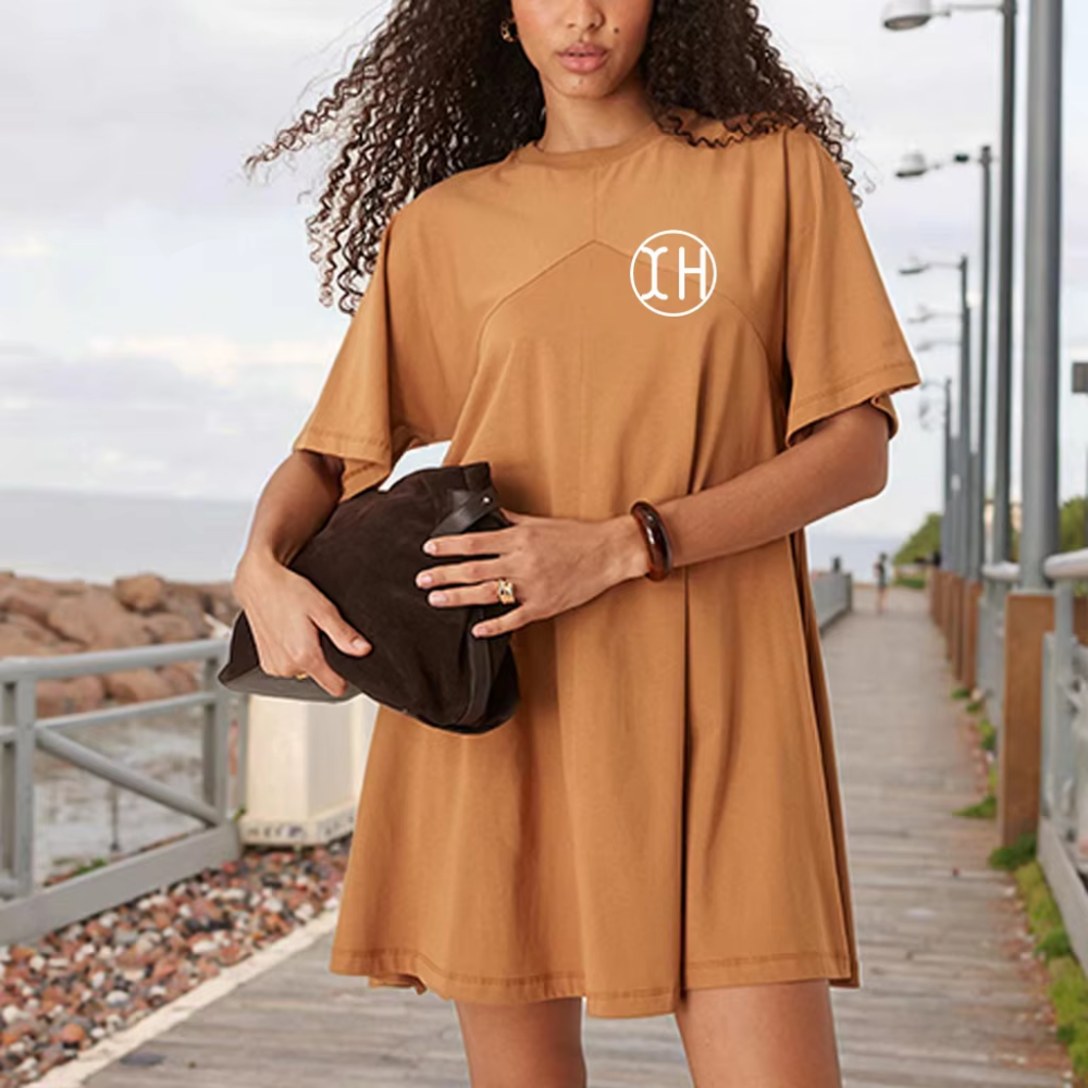 Wholesale Woman Casual Plain Summer Dress Round Neck Short Sleeve Loose  Dress Vintage Fringe Back Mini Dresses| Alibaba.com