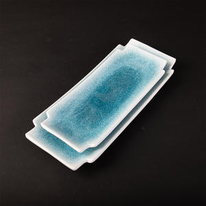 Blue <span class=keywords><strong>Diamond</strong></span> Series A5 Assiette à <span class=keywords><strong>sushi</strong></span> rectangulaire en mélamine Vaisselle en plastique jetable pour dessert occidental japonais créatif - Product Image 2
