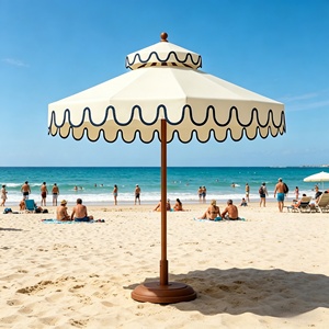 Parasol de terrasse robuste en acier à 8 baleines, 270 cm, bord festonné, avec mât en fer antirouille, idéal pour la décoration des zones commerciales - Product Image 2
