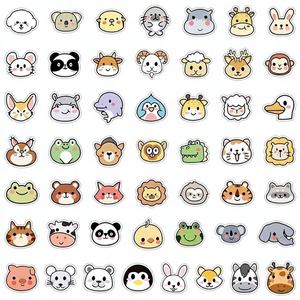 Autocollants PVC imprimés personnalisés de haute qualité, style animaux mignons, collection de 2, 50 pièces, vente en gros d'usine - Product Image 1