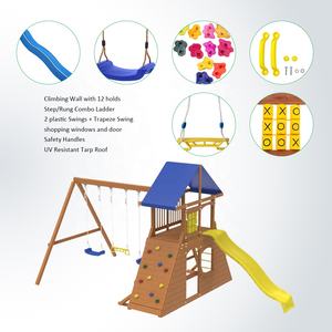 Set Giochi per Bambini con <span class=keywords><strong>Scivolo</strong></span> e <span class=keywords><strong>Altalena</strong></span> in Legno per <span class=keywords><strong>Giardino</strong></span>, Cortile e Scuola - Product Image 3