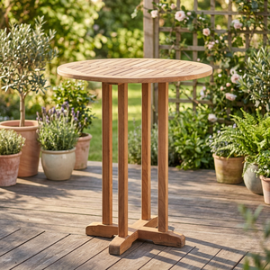 Teak Outdoor Round <b>Bar</b> <b>Table</b> Rustic Wood Patio Furniture Durable Solid Frame - Product Image 3