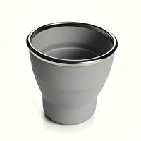 Bouteille en silicone résistante à la chaleur avec bord en acier inoxydable, récipient pliable pour thé chaud et café