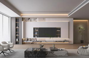 Meubles de salon intelligents, supports de télévision muraux sur toute la surface, design personnalisé, gris, meubles de télévision modernes - Product Image 2