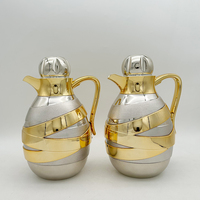 Carafe isotherme décorative de 1000 ml, motif rayé or et argent, style arabe