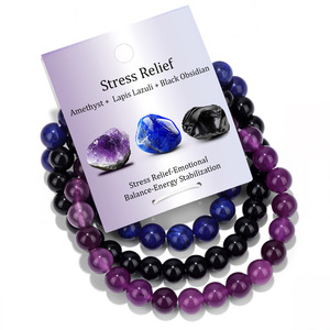 Set <span class=keywords><strong>di</strong></span> Bracciali con Cristalli Curativi per Alleviare l'Ansia, Ametista, Ossidiana, <span class=keywords><strong>Occhio</strong></span> <span class=keywords><strong>di</strong></span> <span class=keywords><strong>Tigre</strong></span>, Gioielli <span class=keywords><strong>di</strong></span> Tripla Protezione per Donne e Uomini - Product Image 3