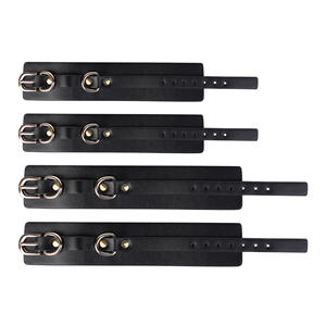 Высококачественные кожаные наручники для БДСМ, регулируемые, с серебряной металлической пряжкой. - Product Image 3