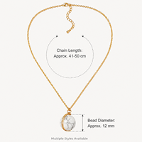 Collier pendentif en turquoise blanche naturelle, enroulé sur fil, chaîne en acier inoxydable, à porter au quotidien, cadeau