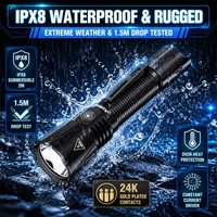 Lampe torche tactique T2 3200LM, lampe LED, faisceau de 613 m, rechargeable par USB C, lampe torche manuelle en aluminium
