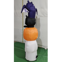Décoration gonflable empilable d'Halloween de 2,1 mètres : Modèle gonflable empilable d'Halloween avec fantôme, chat noir et citrouille pour l'extérieur