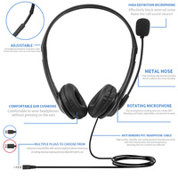 Nouveaux écouteurs filaires USB de type C 3,5 mm en stock, contrôle du volume pour les études, les réunions en ligne, les centres d'appels, écouteurs supra-auriculaires