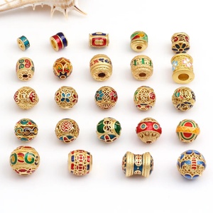 DIY Round Copper Beaded Gold Accessories Pendant Necklace Earrings Making <b>Charm</b> <b>Beads</b> Jewelry Making <b>Bracelets</b> - Product Image 4