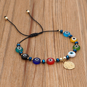 <span class=keywords><strong>Pulsera</strong></span> de Ojo Turco con Cuentas de Cristal Planas Personalizadas de Estilo Bohemio para Mujer - Product Image 4