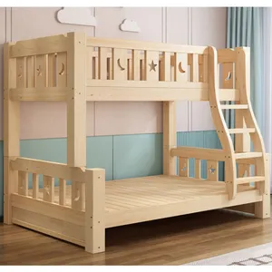 Bedroom Furniture Baby Cot Bed Solid Wood Triple Pine Children Beds Wooden Bunk Bed For Kids