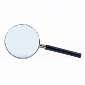 Wood handle magnifier, 4 (100mm) white semi-white optical glass lens