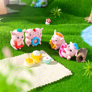 かわいい豚のフィギュアケーキトッパー、愛らしい豚のミニフィギュアおもちゃ、プラスチック製の動物セット、家の机や誕生日パーティーの飾り付けに - Product Image 4