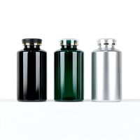 Conteneur Rond Grand Format 580 ml Noir Vert Argenté Anti-Lumière pour Capsules en Vrac et Compléments Alimentaires avec Bouchon à Vis