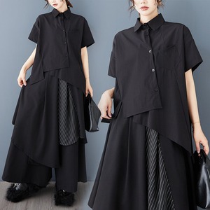 2026 Yeni Deconstructed Asimetrik Pamuk Karışımlı Gömlek Yamamoto Tarzı Japon Minimalist Toptan Gevşek Bol Kesim Bluz - Product Image 2
