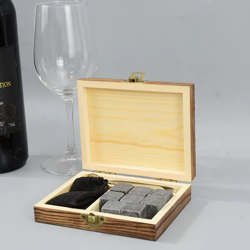 Whiskey Stones  Whiskey Stone Gift Set  9 Granite Whisky Rocks with Tongs in Velvet Bag  Anniversary Gift Ideas