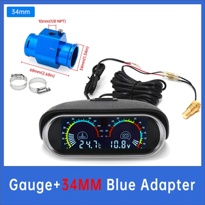 12V 24V Universele 2-in-1 LCD Auto Digitale Watertemperatuurmeter Voltmeter Auto Motor Sensor 10mm Met Adapter 34mm - Product Image 4