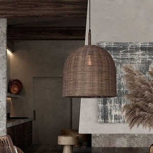 โคมไฟหวายทรงกลม E27 แหล่งกำเนิดแสง LED ตกแต่งบ้าน สำหรับห้องนั่งเล่น ห้องนอน ห้องน้ำชา สไตล์แฮนด์เมด - Product Image 1