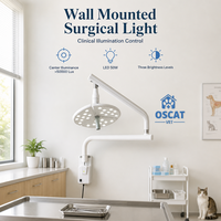 Lampe chirurgicale vétérinaire OSCAT 50W, murale, LED, distance de travail 700 mm, commande par interrupteur tactile, pour hôpital vétérinaire