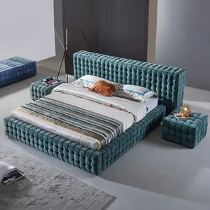 Итальянская легкая Роскошная полностью импортная матовая кожаная двойная кровать постмодерн Главная спальня 1,8 м индивидуальная дизайнерская мягкая кровать