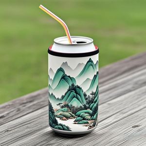 Porte-canette isotherme écologique en néoprène 12oz, étanche, avec fermeture éclair, modèle vierge pour canettes de 330ml - Product Image 3