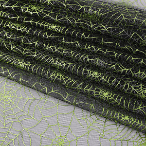 Envío rápido 100% poliéster tela de araña impresión malla tul brillo tela Halloween ropa patrón diseño para prendas - Product Image 4