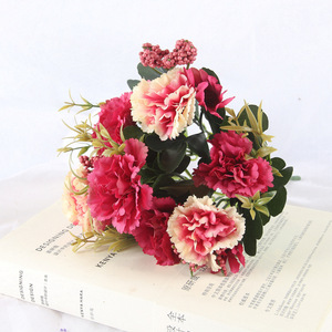 Flor artificial de tela de seda con diseño de ramo de claveles y clavos de olor, de tallo único, accesorio floral DIY para exportación. - Product Image 1