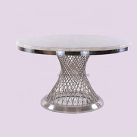 Fournitures de mariage table moderne ronde en forme de lune pour événement table de luxe en verre blanc table de mariage table de banquet dorée